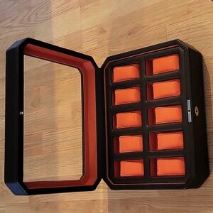 WOLF Windsor 10 Piece Luxury Watch Box – Brown And Orange